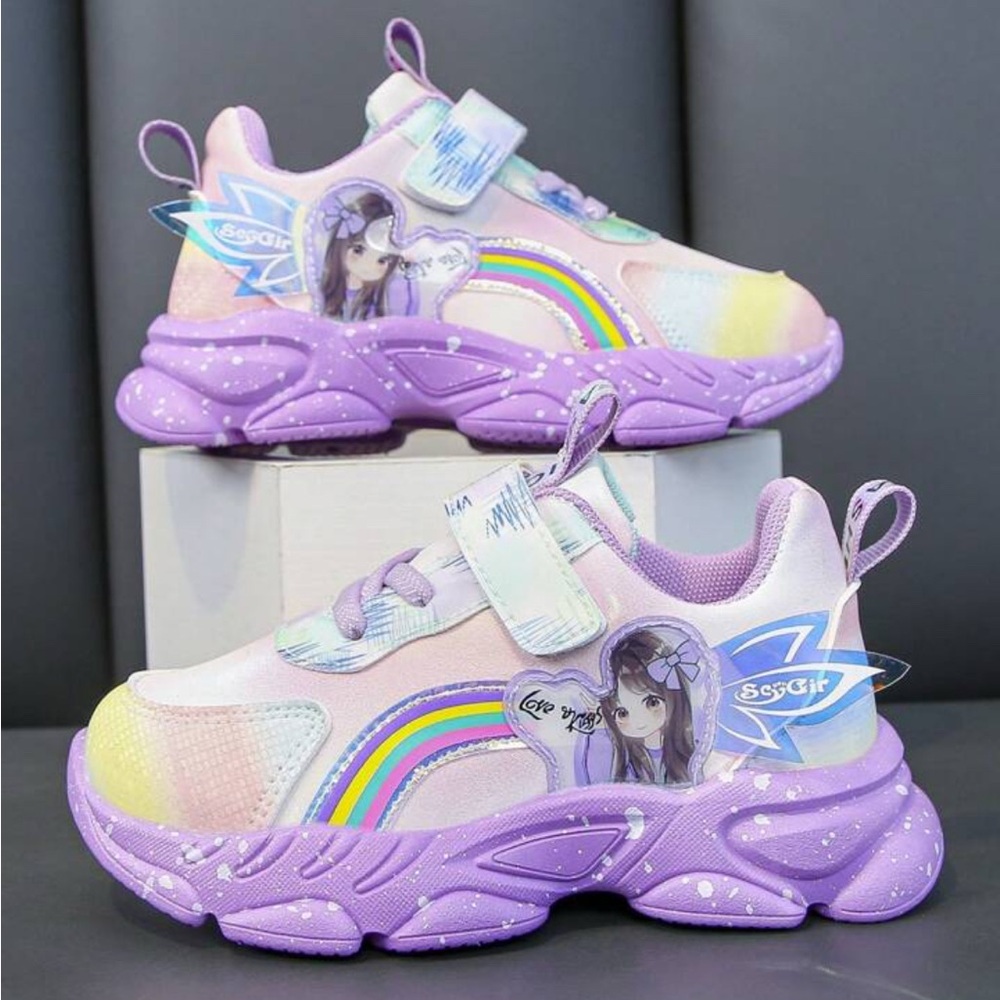 Purple and Yellow Kids Sneakers